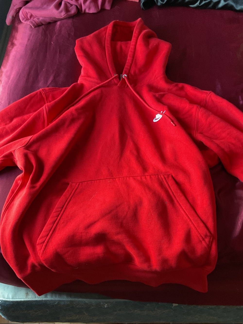 Nike Red Hoodie with Small White Swoosh